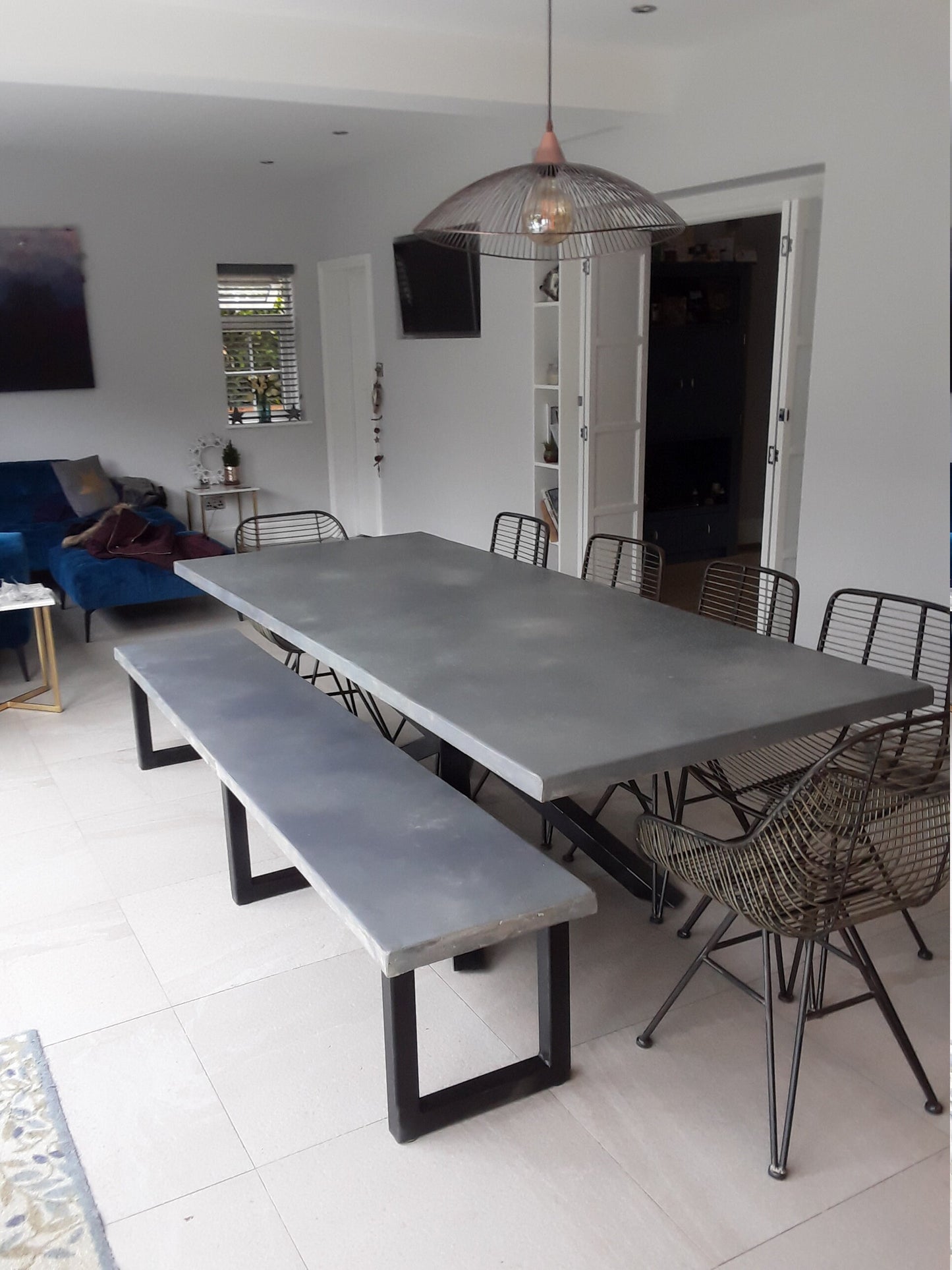 Concrete dining table and bench