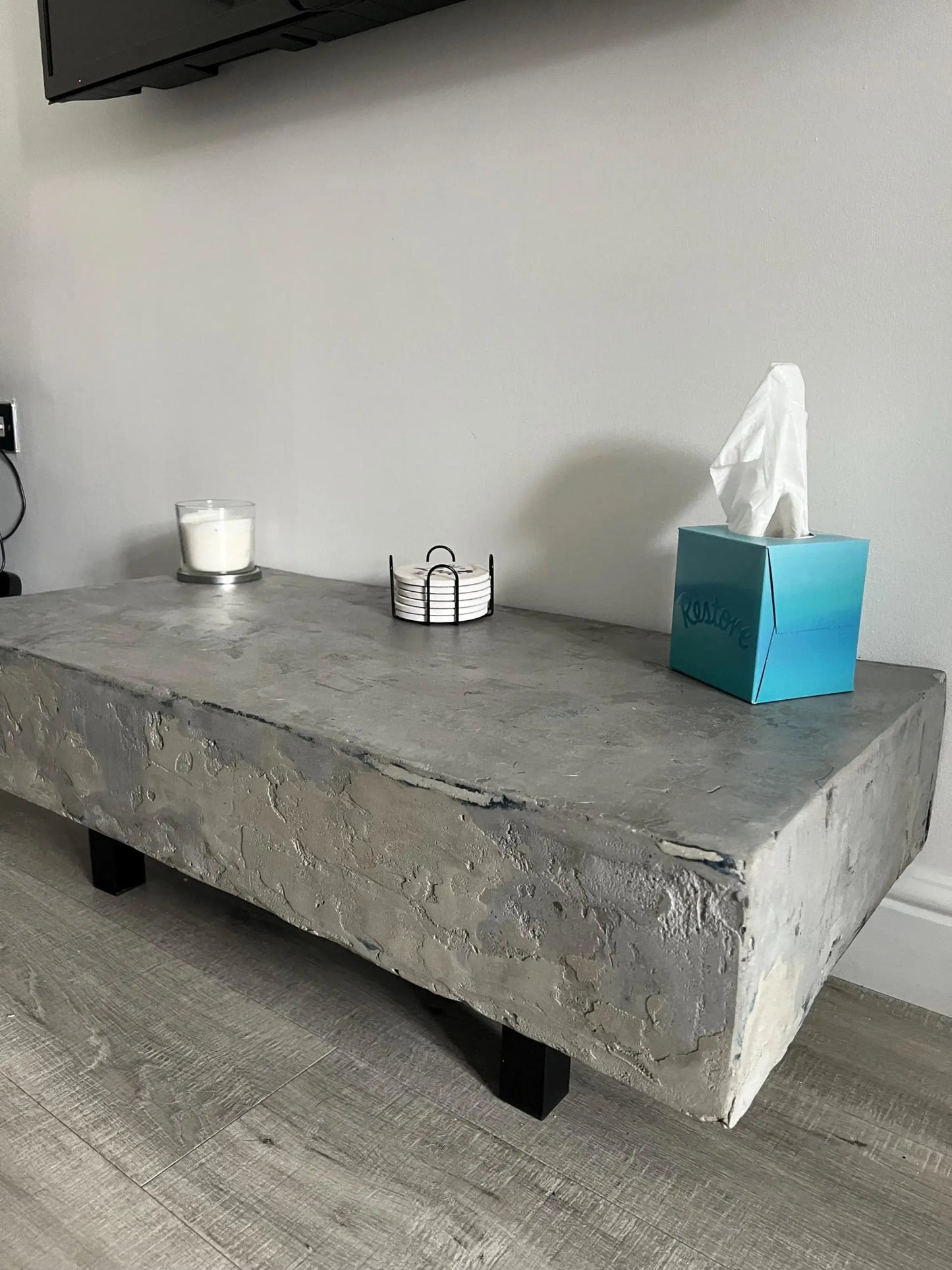 Handmade Concrete Coffee Table - Industrial Microcement Living Room Furniture - Concrete Artisan