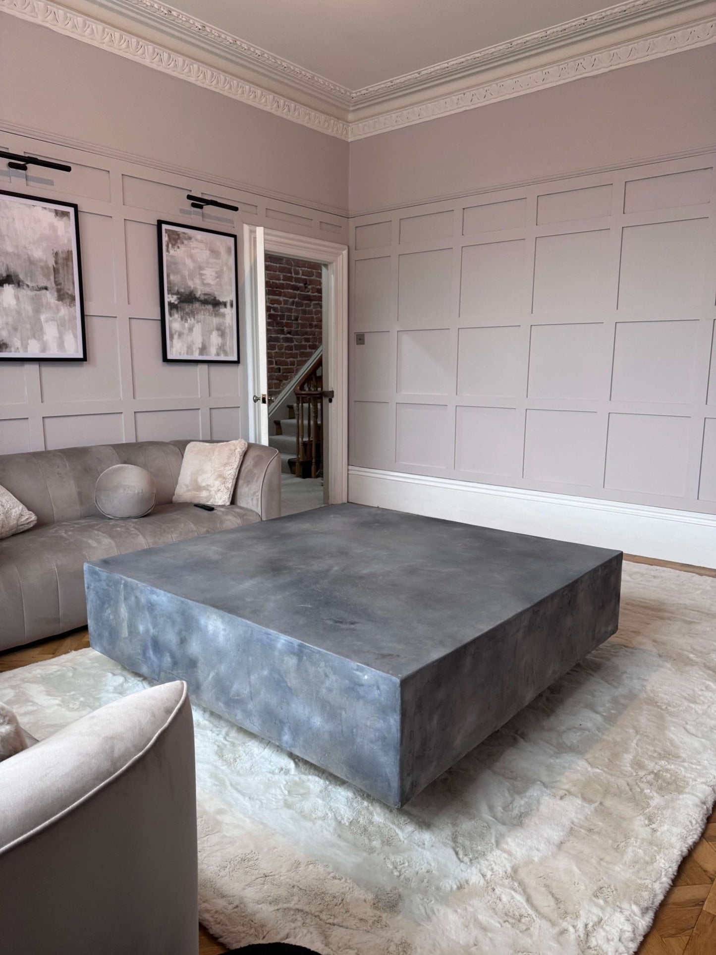 Handmade Floating Concrete Coffee Table 1.5m x 1.5m - Custom Industrial Furniture - Concrete Artisan