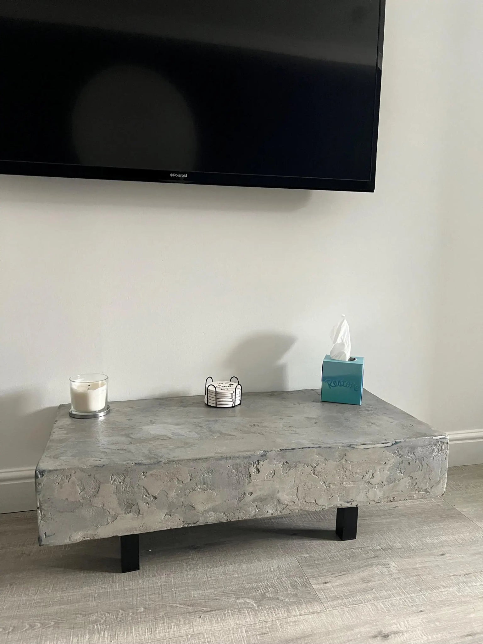 Handmade Concrete Coffee Table - Industrial Microcement Living Room Furniture - Concrete Artisan