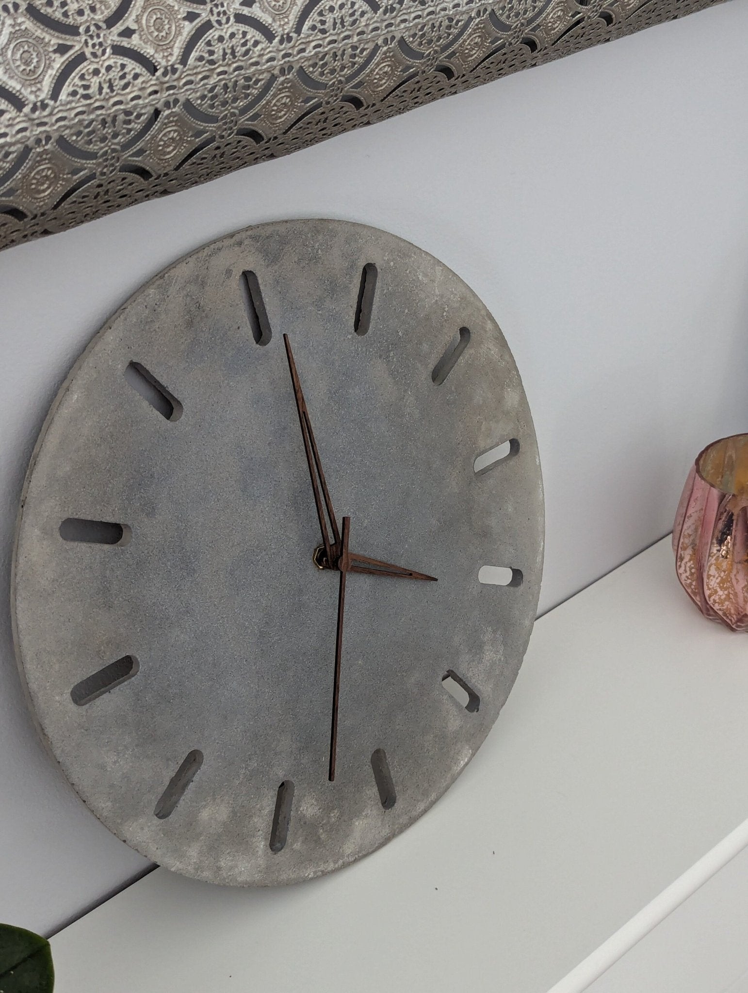 Handmade Concrete Wall Clock - Industrial Rustic Home Decor Timepiece - Concrete Artisan
