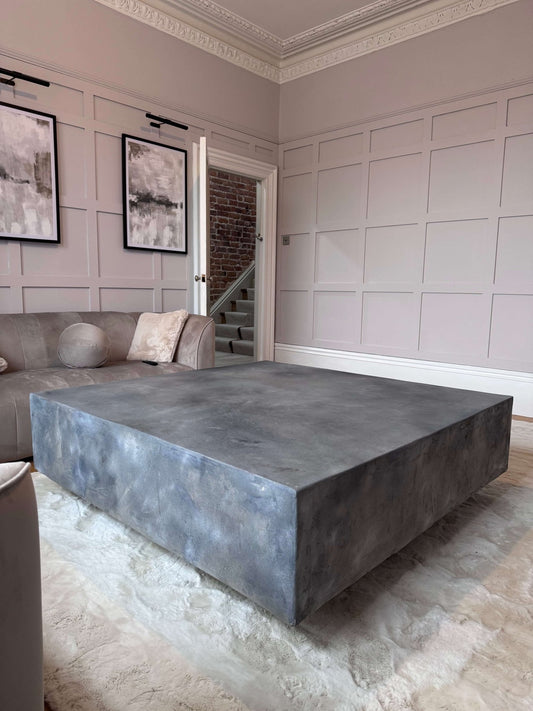 Handmade Floating Concrete Coffee Table 1.5m x 1.5m - Custom Industrial Furniture - Concrete Artisan