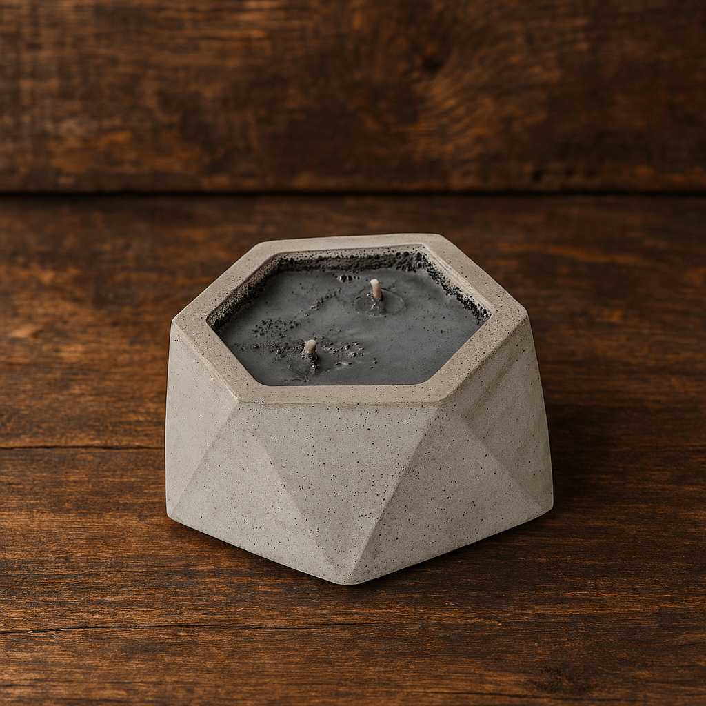 Large Handmade Concrete Candle - Premium Industrial Scented Home Decor - Concrete Artisan
